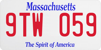 MA license plate 9TW059