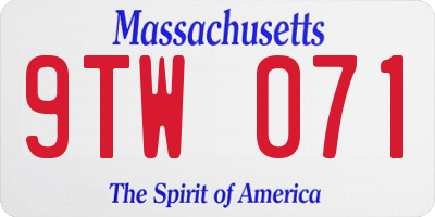 MA license plate 9TW071