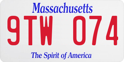 MA license plate 9TW074