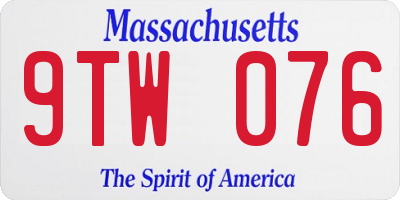MA license plate 9TW076