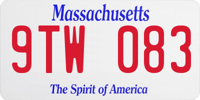 MA license plate 9TW083