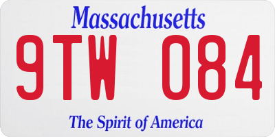 MA license plate 9TW084