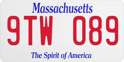 MA license plate 9TW089