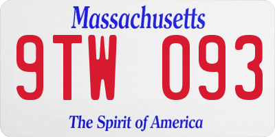 MA license plate 9TW093