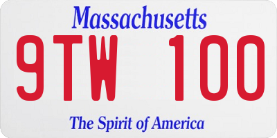 MA license plate 9TW100