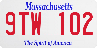 MA license plate 9TW102