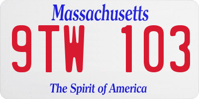 MA license plate 9TW103