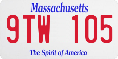 MA license plate 9TW105