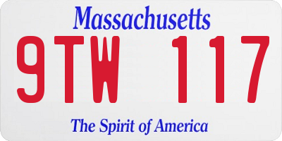MA license plate 9TW117