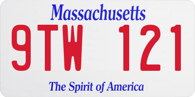 MA license plate 9TW121