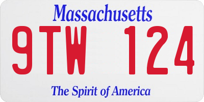 MA license plate 9TW124