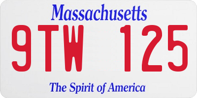 MA license plate 9TW125