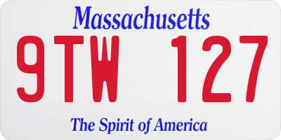 MA license plate 9TW127