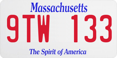 MA license plate 9TW133