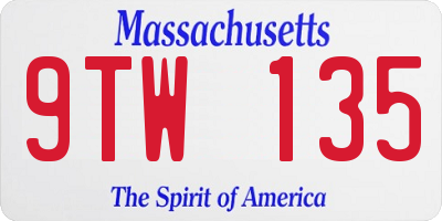 MA license plate 9TW135