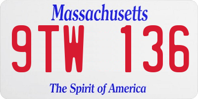 MA license plate 9TW136