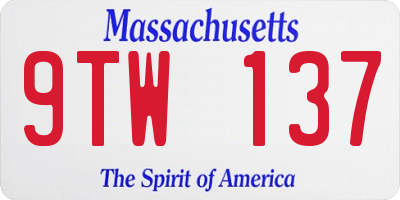 MA license plate 9TW137