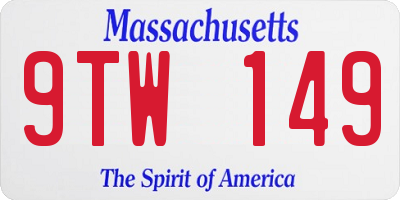 MA license plate 9TW149