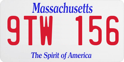 MA license plate 9TW156