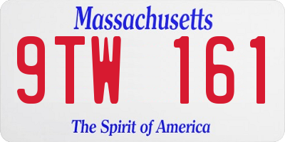 MA license plate 9TW161