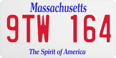 MA license plate 9TW164