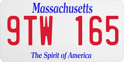 MA license plate 9TW165