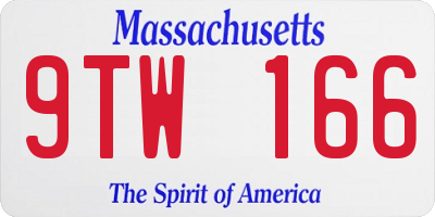 MA license plate 9TW166