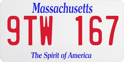 MA license plate 9TW167