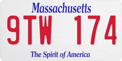 MA license plate 9TW174