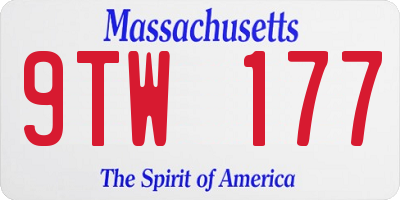 MA license plate 9TW177