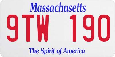 MA license plate 9TW190