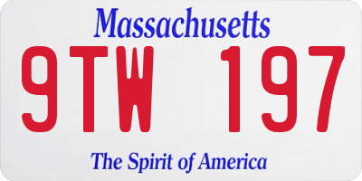 MA license plate 9TW197