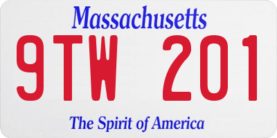 MA license plate 9TW201