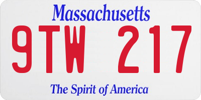 MA license plate 9TW217