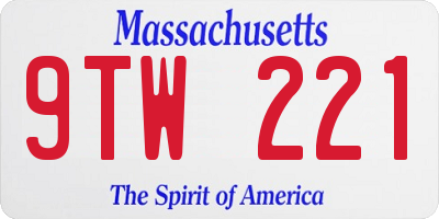 MA license plate 9TW221