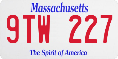MA license plate 9TW227