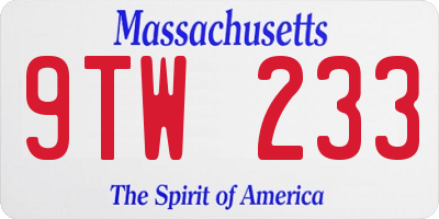 MA license plate 9TW233