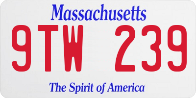 MA license plate 9TW239