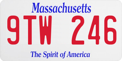 MA license plate 9TW246