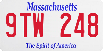 MA license plate 9TW248
