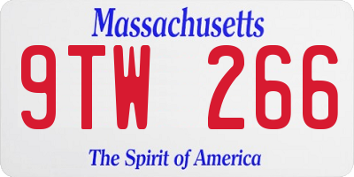 MA license plate 9TW266