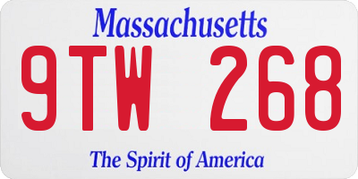 MA license plate 9TW268