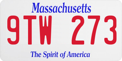 MA license plate 9TW273
