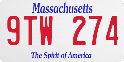 MA license plate 9TW274