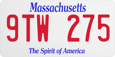 MA license plate 9TW275