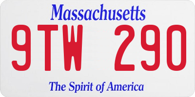 MA license plate 9TW290