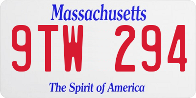 MA license plate 9TW294