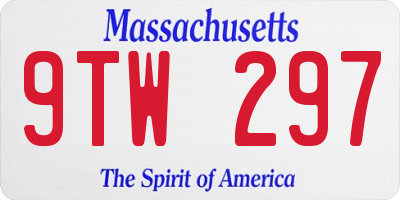 MA license plate 9TW297