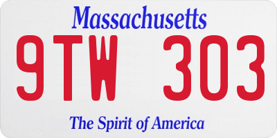 MA license plate 9TW303