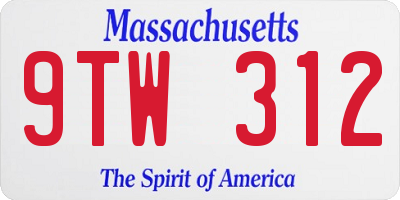 MA license plate 9TW312